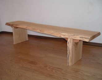 無垢ベンチ：無垢一枚板接ぎ板手作り家具ベンチ,丸いベンチの福庭家具 